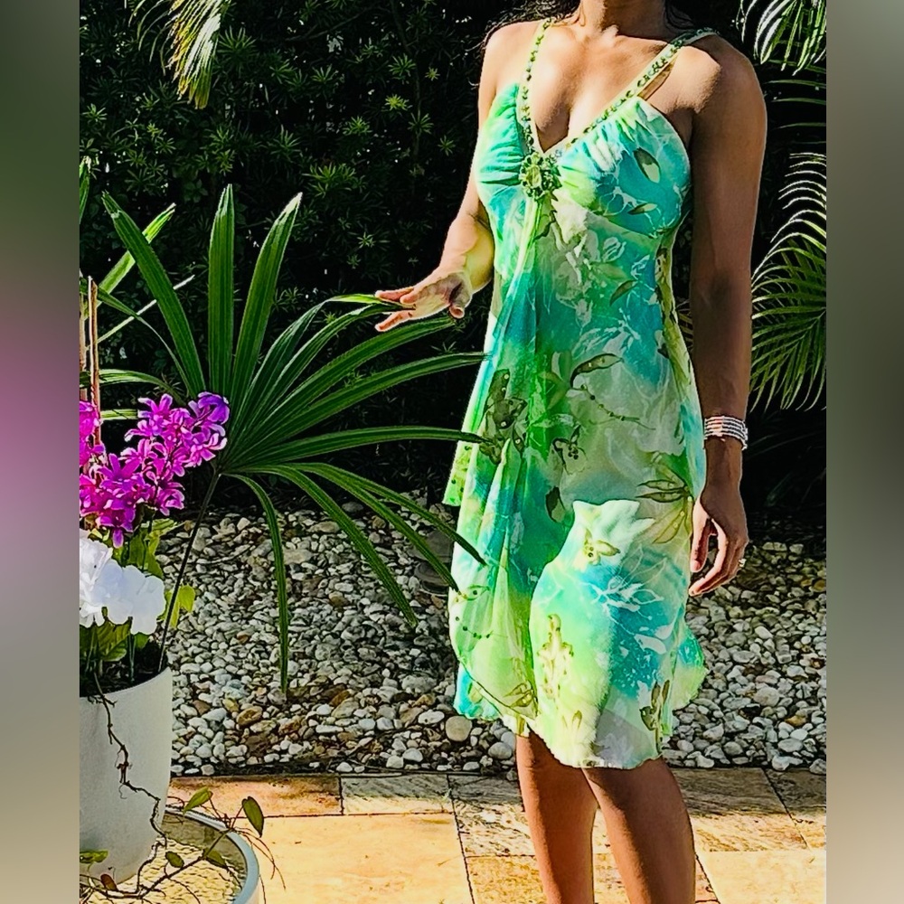 Size 6 - Vintage Floral Drape Dress NWT